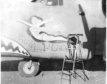 Charles Klaes with B-24 "GEORGIA PEACH," in the CBI during WWII.  "B-24s in my squadron."