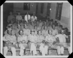 Rosh Hashanna services in Kunming, China, during 1943, during WWII.  Ned Levey is sitting in the last seated row, 2nd from right.