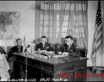 Chennault holds staff meeting on November 2, 1944, in China, during WWII.