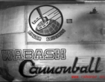 Nose art detail on Wabash Cannonball.  Photo annotation: "1007 Wabash Cannonball, Kealy 25, Yangkai, 1945."