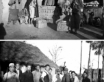 Local people in the Yangkai, Yunnan province, area. In the bottom image, Walter and another US serviceman can just be made out in back of the men who have risen from their meal in order to take the picture.