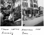 Street sceen and American Red Cross office in the city of Kunming in China during WWII.