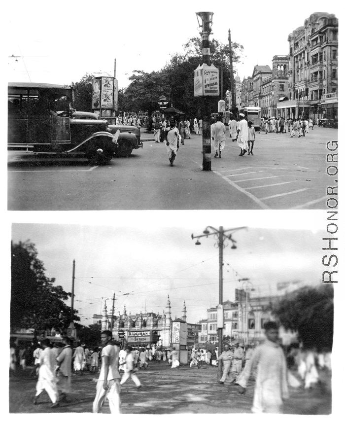 Bustling streets in India during WWII.