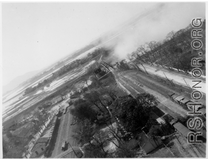 Bombing on Phu Lang Thuong railway bridge over the Thuong River at Bắc Giang City in French Indochina (Vietnam), during WWII. In northern Vietnam, and along a critical rail route used by the Japanese.  Coordinates:  21°16'32.69"N 106°11'9.28"E