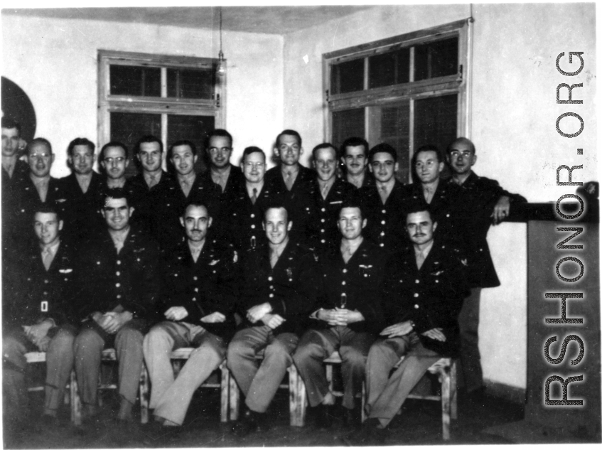 A group of American GIs in the CBI pose for a group photo.  Image from Emery and Beth Vrana.