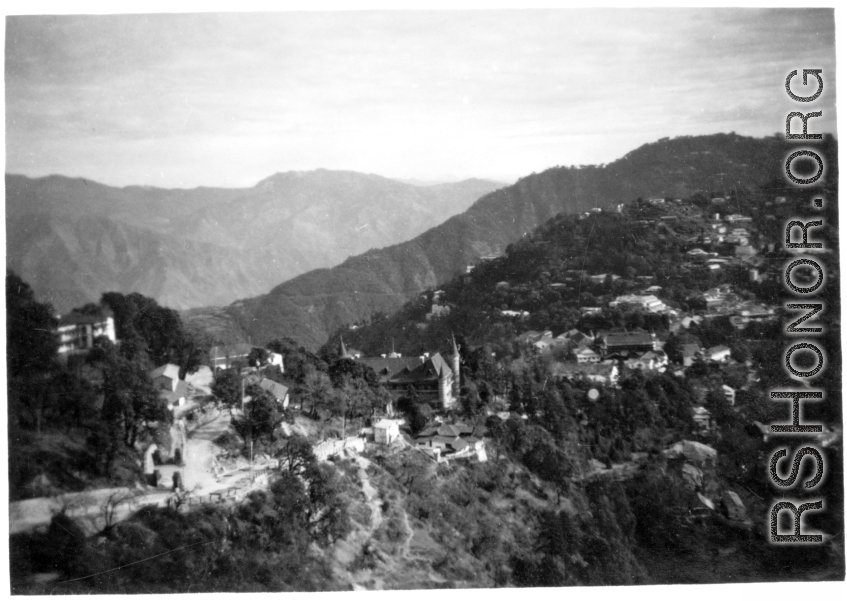 View over Mussoorie, India, during WWII.  Local images provided to Ex-CBI Roundup by "P. Noel" showing local people and scenes around Mussoorie, India.    In the CBI during WWII.