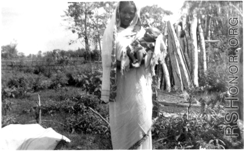 A rural woman and baby in India.  Images provided to Ex-CBI Roundup by "P. Noel" showing local people and scenes around Misamari, India.    In the CBI during WWII.
