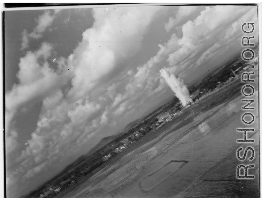 Bombing on Phu Lang Thuong railway bridge over the Thuong River at Bắc Giang City in French Indochina (Vietnam), during WWII. In northern Vietnam, and along a critical rail route used by the Japanese.  Coordinates:  21°16'32.69"N 106°11'9.28"E