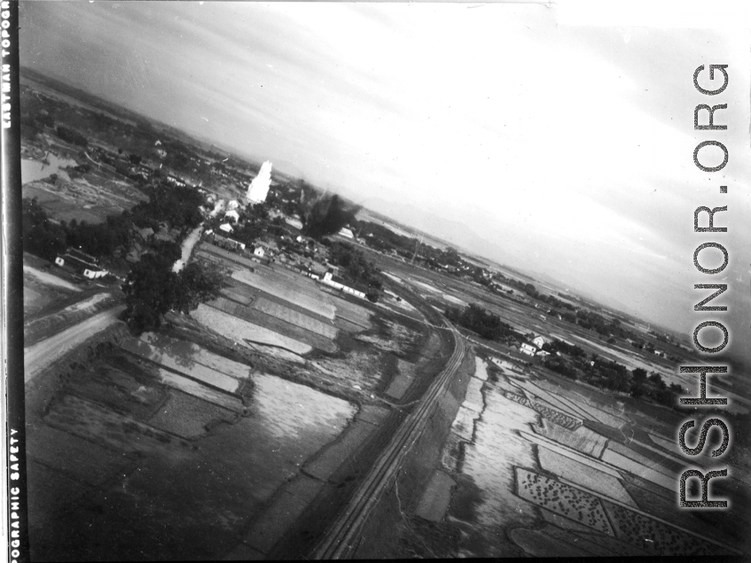 Bombing on Phu Lang Thuong railway bridge over the Thuong River at Bắc Giang City in French Indochina (Vietnam), during WWII. In northern Vietnam, and along a critical rail route used by the Japanese.  Coordinates:  21°16'32.69"N 106°11'9.28"E