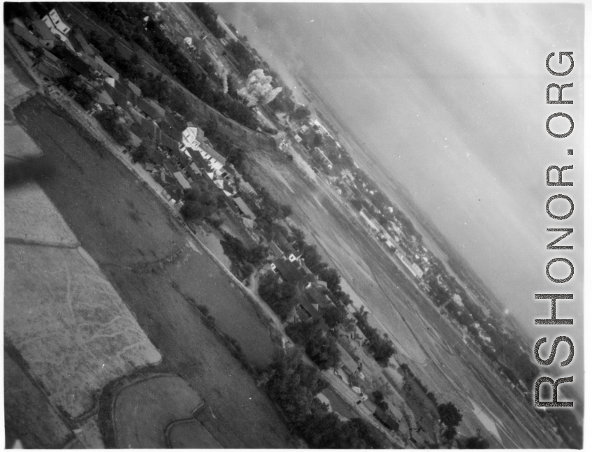 Bombing on Phu Lang Thuong railway bridge over the Thuong River at Bắc Giang City in French Indochina (Vietnam), during WWII. In northern Vietnam, and along a critical rail route used by the Japanese.  Coordinates:  21°16'32.69"N 106°11'9.28"E