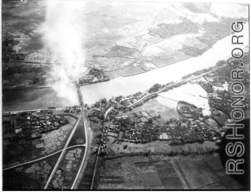 Bombing of Đò Lèn Bridge in Hà Trung Town in French Indochina (Vietnam), during WWII. In northern Vietnam, and along a critical rail route used by the Japanese.