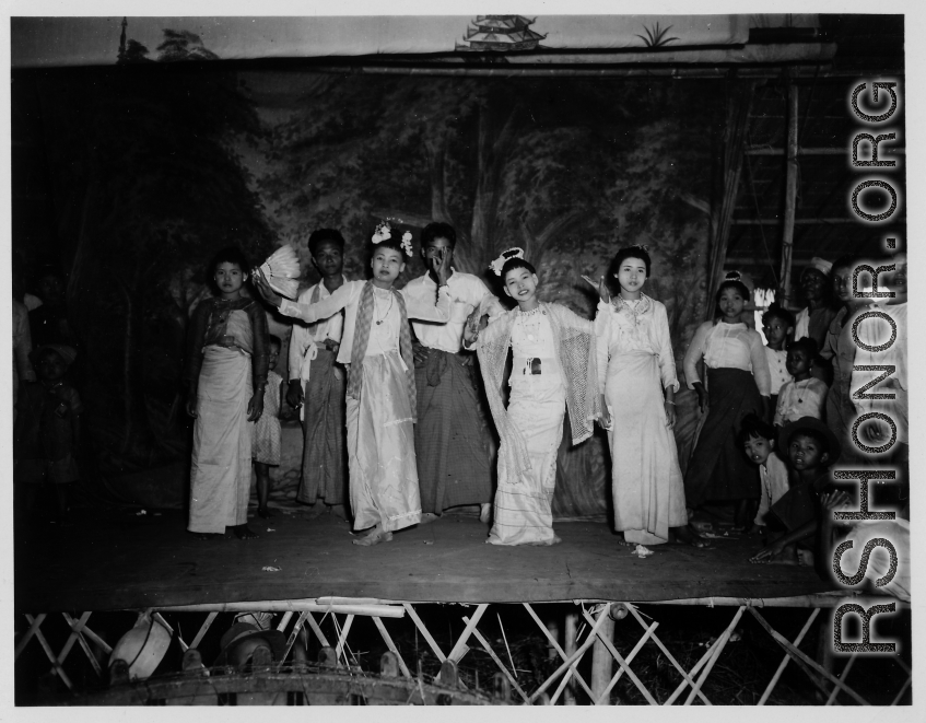 Performers at an activity in Burma.  In Burma near the 797th Engineer Forestry Company.  During WWII.