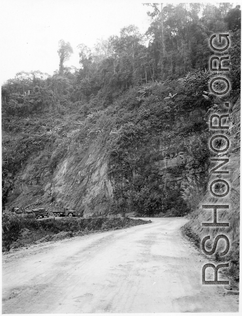 Road in Burma.  During WWII.  797th Engineer Forestry Company.