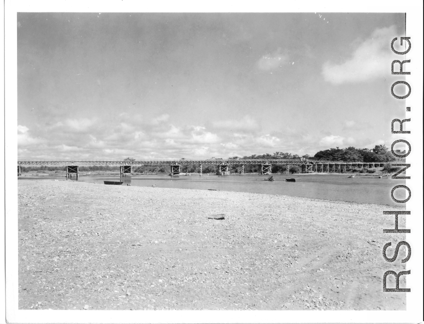 797th Engineer Forestry Company in Burma: Metal bridge over a river on the Burma Road.  During WWII.