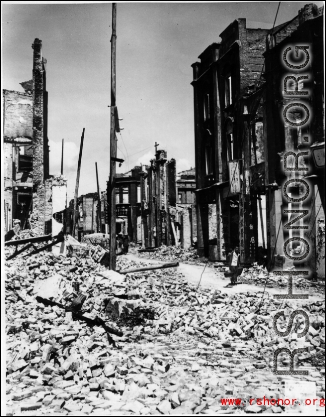 War-torn Liuzhou city in late 1945.