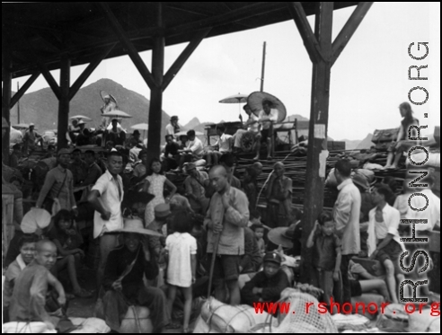 Chinese refugees at the train station in Liuzhou during WWII, in the fall of 1944, as the Japanese advanced during the Ichigo campaign.