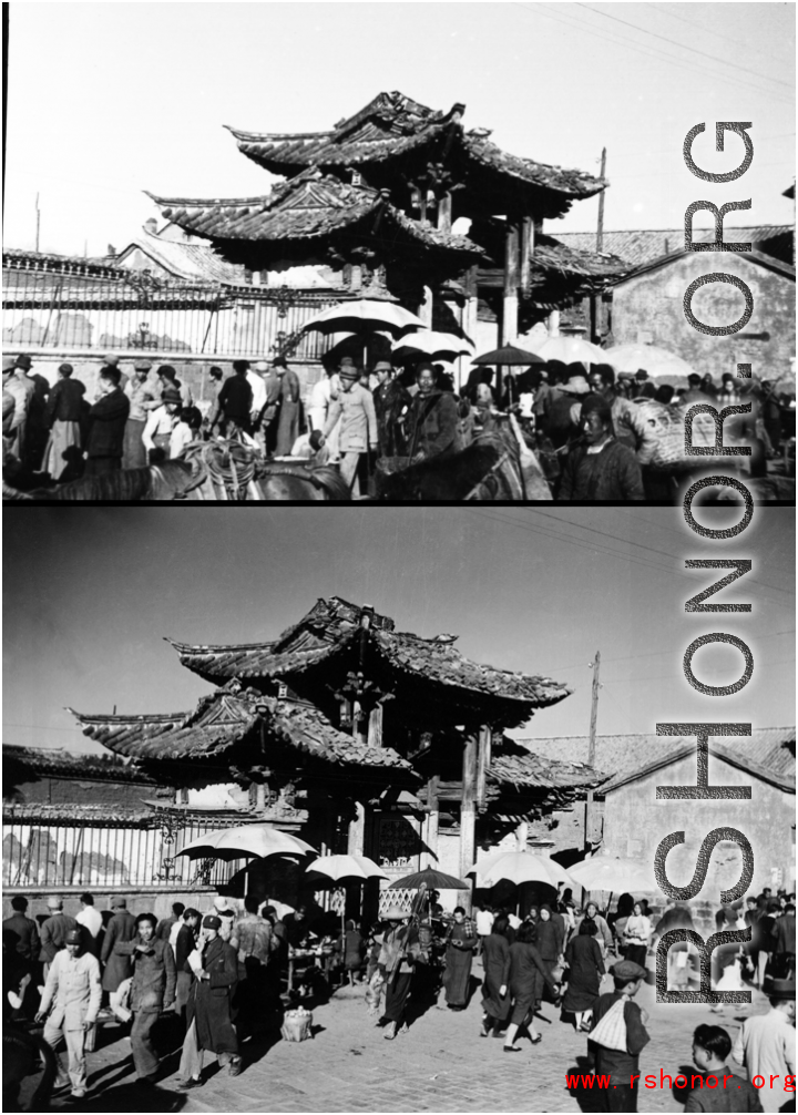 Street scene in Guilin before the Allied retreat in the fall of 1944.