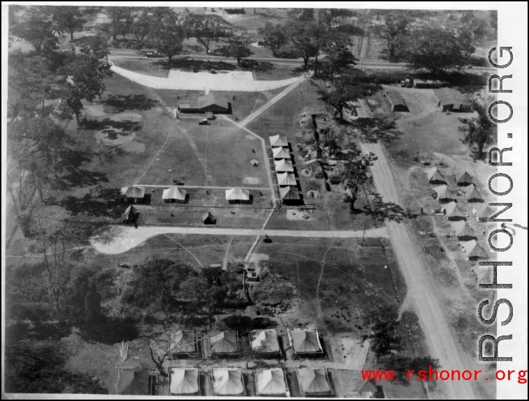 Aerial view of tent camp in the CBI.