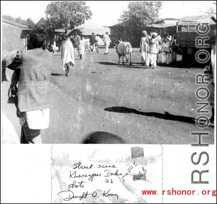 Street scene in Kharagpur, India, during WWII.  Photo from Dwight O. King.