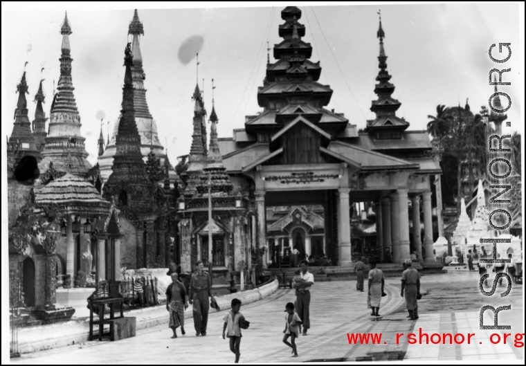 A temple in Burma or India during WWII.