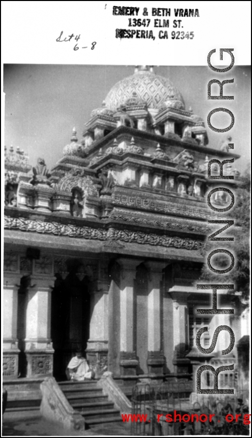 Temple in India during WWII.  Image provided by Emery and Beth Vrana.