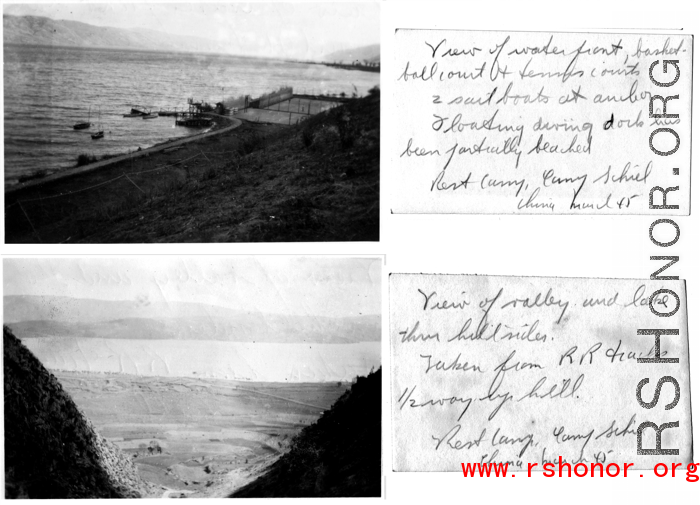 Views over Camp Schiel, Yunnan province, China, March 1945.