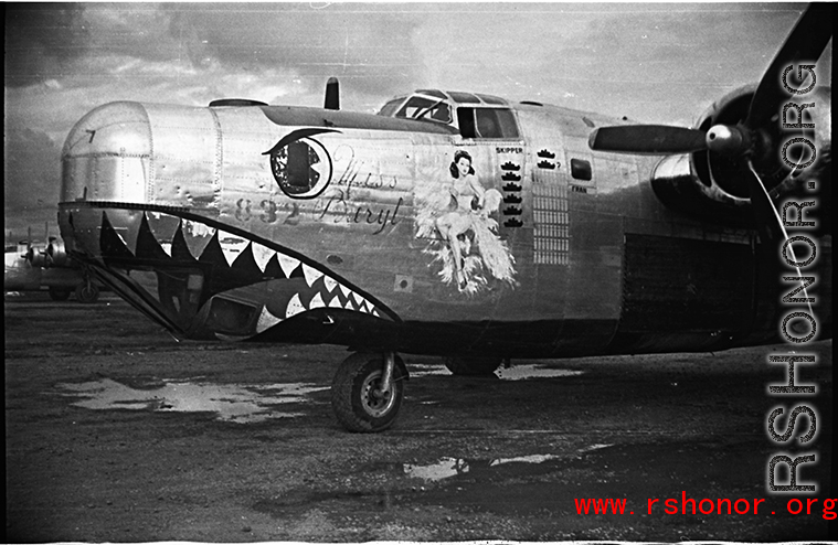 Nose art of a Consolidated B-24 bomber "Miss Beryl." In China during WWII.