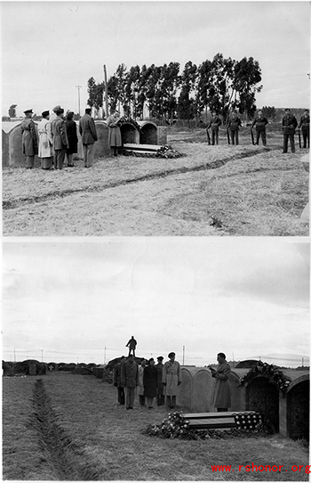 The 308th took heavy casualties, and one of the Chaplain's duties was to bury recovered bodies in local graves until they could be repatriated after the war. Above, Chaplain Mengel conducts a temporary military burial in Yunnan, China. See the image full size here.