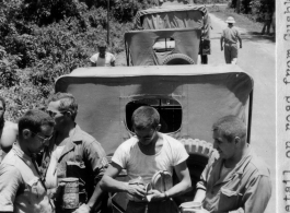 Advance detail on road from Gushkara to Chabua. Stopping roadside for chow.