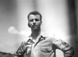 Elmer Bukey poses at Liangshan,China. in 1944 during WWII.