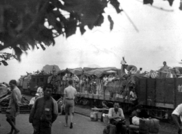 Chinese refugees evacuating from Guilin by train during the Japanese Ichigo campaign. During WWII.