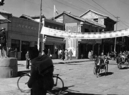 A street scene in Kunming, China, during WWII.