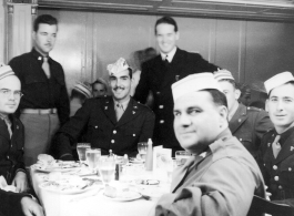 American officers in the CBI have an elegant meal. During WWII.