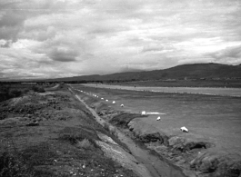 Runway at Luliang air base. During WWII in China.