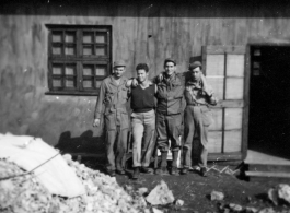 Four American GIs pose at "Chang-yi" air base, in Yunna, China, during WWII.