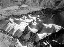 Aerial view of Burma Road construction, during WWII.