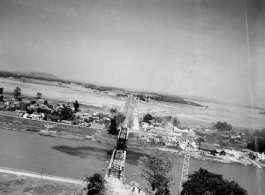 Bombing of Đáp Cầu railway bridge in French Indochina (Vietnam), during WWII. In northern Vietnam, and along a critical rail route used by the Japanese.