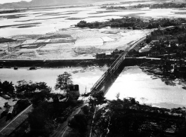 Bombing on Phu Lang Thuong railway bridge over the Thuong River at Bắc Giang City in French Indochina (Vietnam), during WWII. In northern Vietnam, and along a critical rail route used by the Japanese.  Coordinates:  21°16'32.69"N 106°11'9.28"E