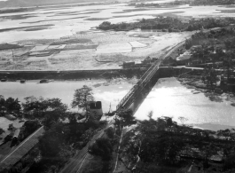 Bombing on Phu Lang Thuong railway bridge over the Thuong River at Bắc Giang City in French Indochina (Vietnam), during WWII. In northern Vietnam, and along a critical rail route used by the Japanese.  Coordinates:  21°16'32.69"N 106°11'9.28"E