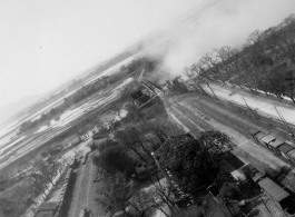 Bombing on Phu Lang Thuong railway bridge over the Thuong River at Bắc Giang City in French Indochina (Vietnam), during WWII. In northern Vietnam, and along a critical rail route used by the Japanese.  Coordinates:  21°16'32.69"N 106°11'9.28"E