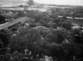 Bombing on Phu Lang Thuong railway bridge over the Thuong River at Bắc Giang City in French Indochina (Vietnam), during WWII. In northern Vietnam, and along a critical rail route used by the Japanese.  Coordinates:  21°16'32.69"N 106°11'9.28"E