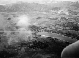 Bombing of Đò Lèn Bridge in Hà Trung Town in French Indochina (Vietnam), during WWII. In northern Vietnam, and along a critical rail route used by the Japanese.