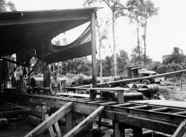 Operations of a lumber mill of the 797th Engineer Forestry Company in Burma.  During WWII.