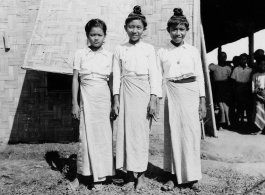 Local people in Burma near the 797th Engineer Forestry Company--three girls.  During WWII.