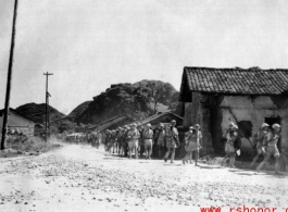 Chinese troops marching near Liuzhou in 1945.