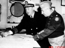 Officers on ship on the way back to the US after the war. The ship is probably the SS Marine Raven.