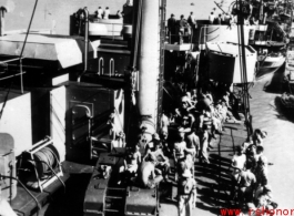 GIs on ship on the way back to the US after the war. The ship is probably the SS Marine Raven.