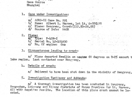 Individual Deceased Personnel File (IDPF) for Albert L. Haynes, MIA, China.