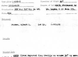 Individual Deceased Personnel File (IDPF) for Albert L. Haynes, MIA, China.