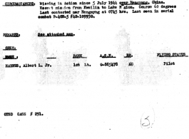 Individual Deceased Personnel File (IDPF) for Albert L. Haynes, MIA, China.